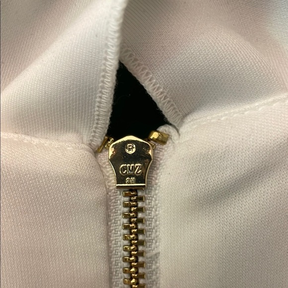 Calvin Klein White Ruffle Neck Midi Dress Women's 2 Cocktail Summer Gold Zipper - Picture 3 of 8